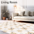 Geometric Square Medallion Tan Rug