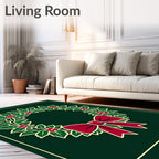 Festive Red Holly Berry Wreath Rug