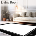 Modern Geometric Black Gray Border Rug
