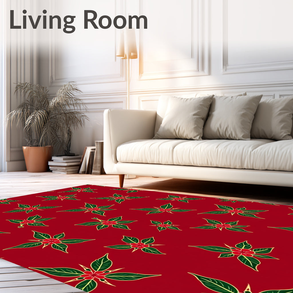 Crimson Red Floral Starburst Rug