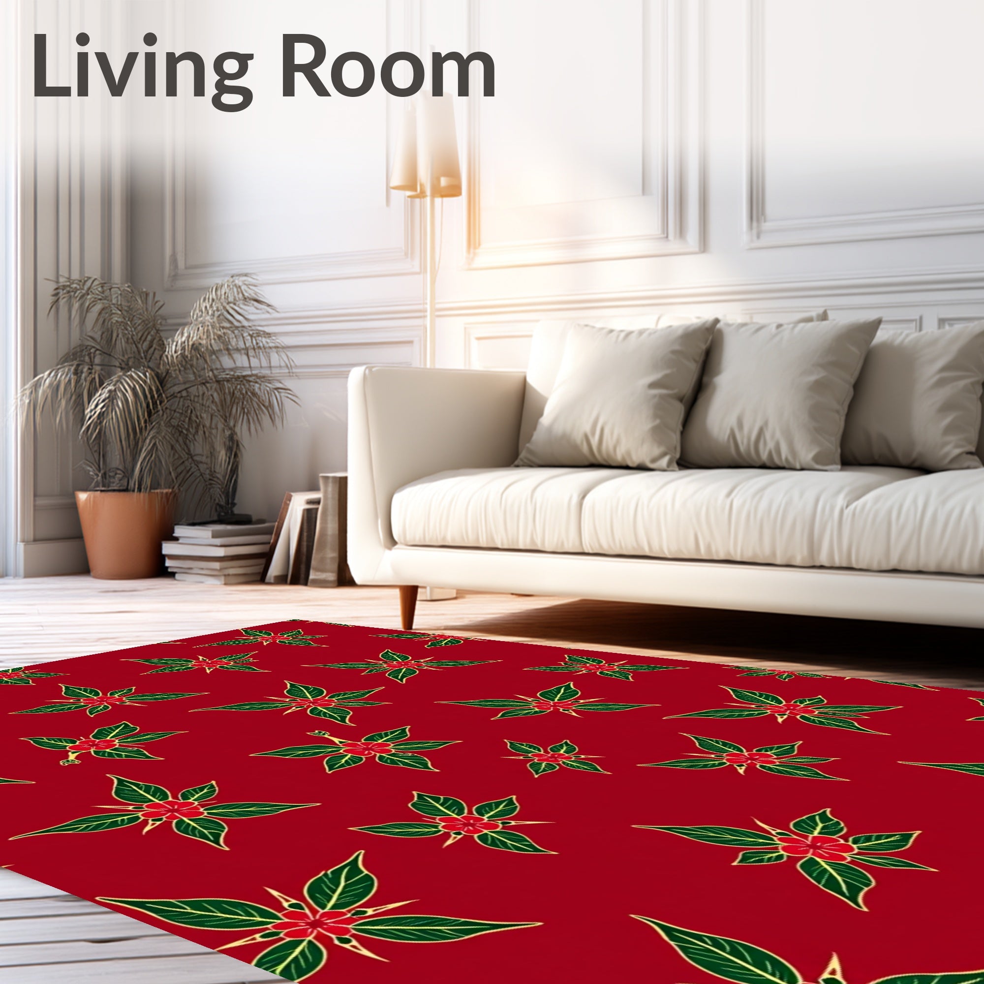 Crimson Red Floral Starburst Rug
