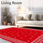 Red Bows Floral Border Rug