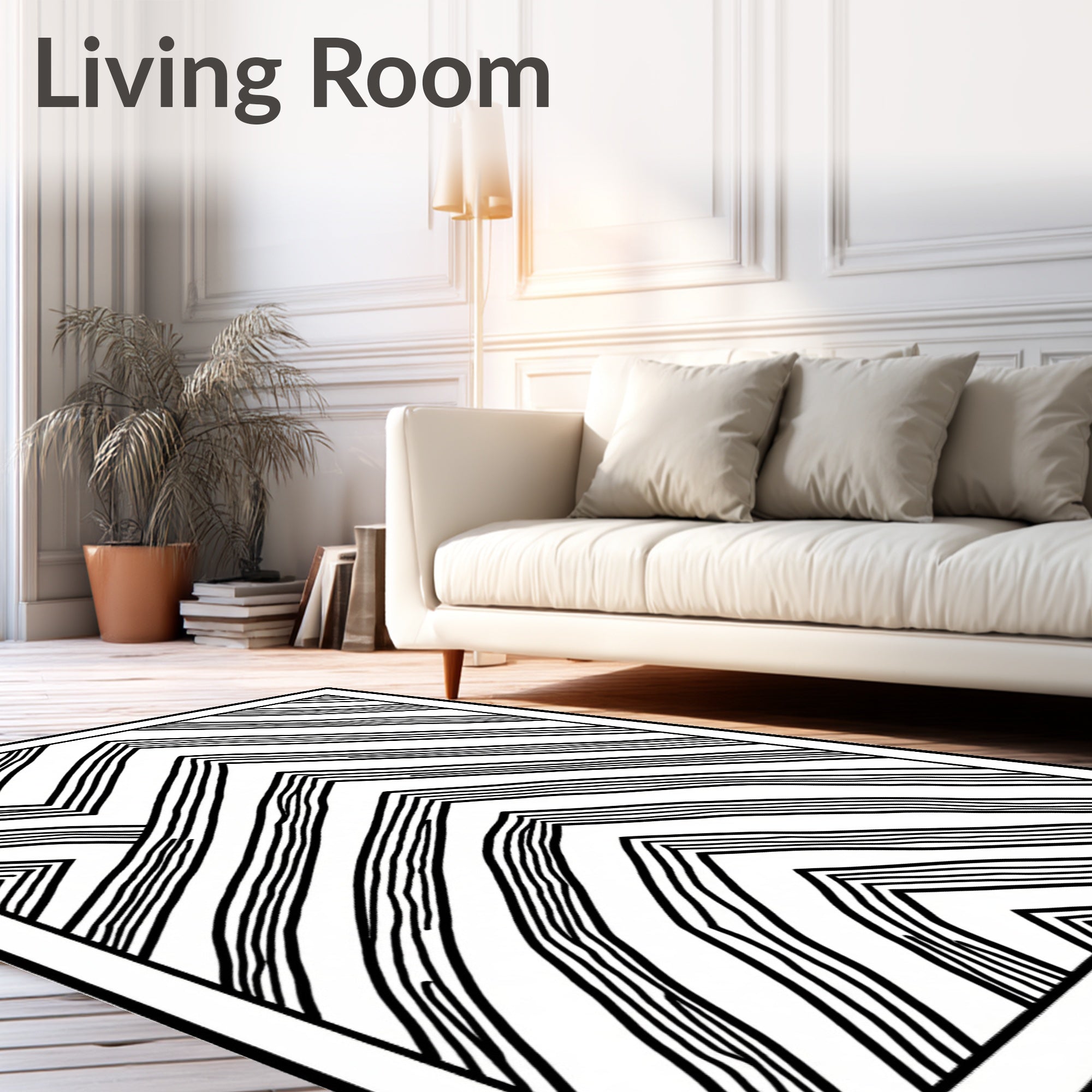 Bold Black Broken Chevron Lines Rug