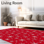 Crimson White Starburst Snowflake Scatter Rug