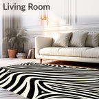 Bold Black Cream Zebra Waves Rug