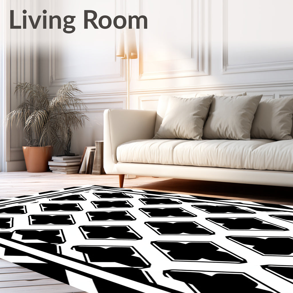 Monochrome Quatrefoil Diamond Lattice Rug