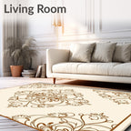 Ornate Brown Floral Medallion Rug