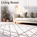 Bold Red Black Intersecting Lines Rug
