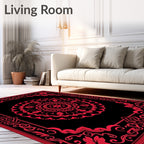 Classic Crimson Mandala Border Rug