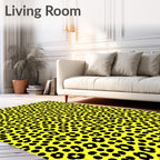 Vibrant Yellow Black Animal Spots Rug