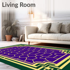 Deep Purple Hexagon Geometric Border Rug