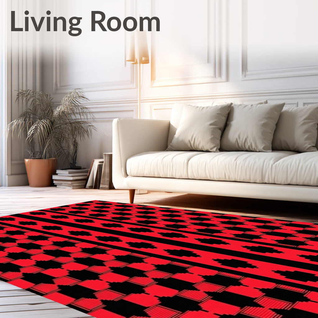 Geometric Diamond Stripe Red Rug