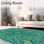 Teal Vintage Botanical Scroll Rug
