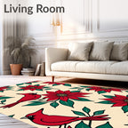 Crimson Cardinal Floral Arrangement Rug