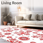 Red Snowflake Citrus Medallion Repeat Rug