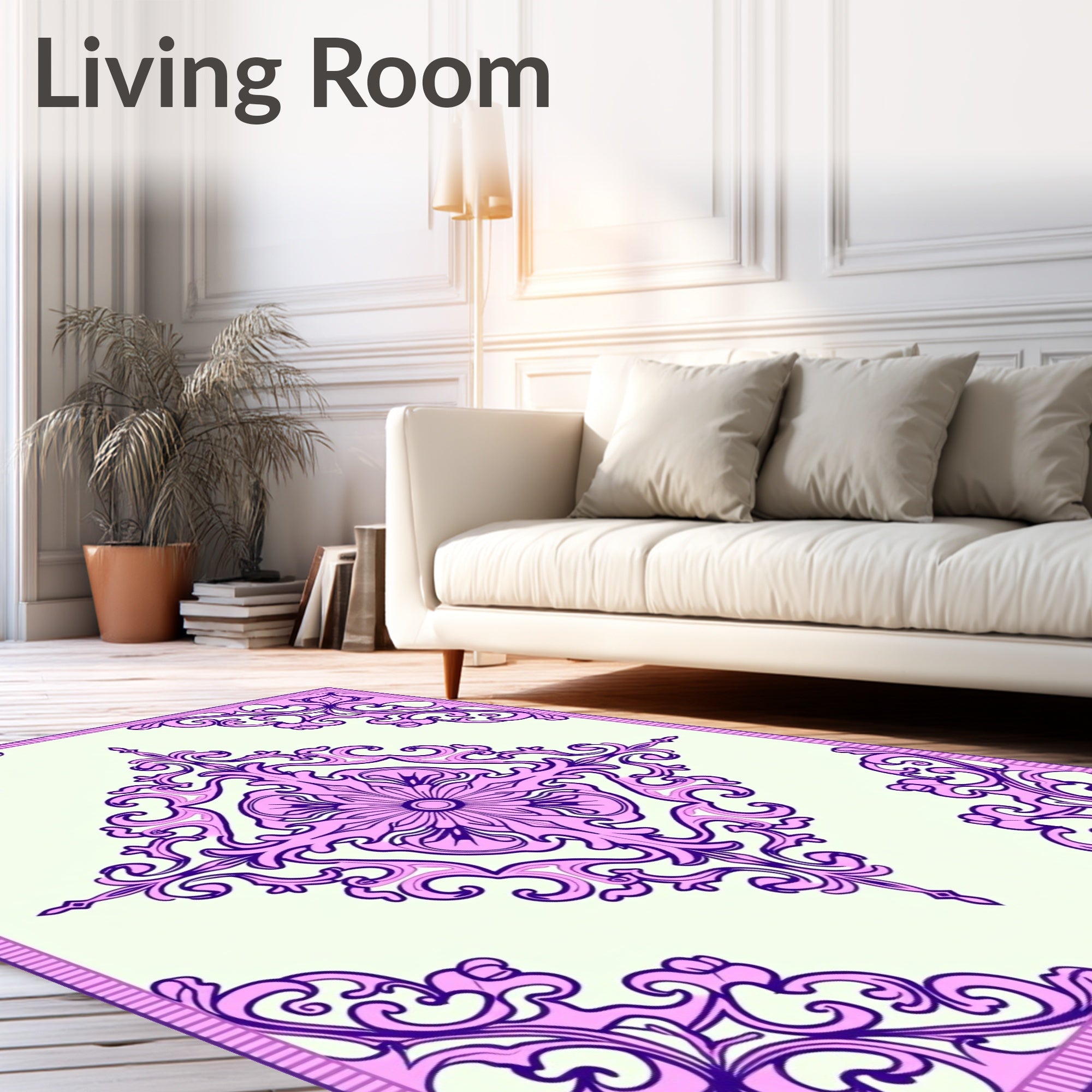 Ornate Pink Purple Floral Medallion Rug