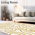 Gold Swirl Abstract Line Rug