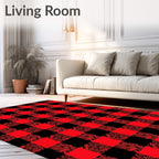 Red Black Buffalo Plaid Checkered Rug