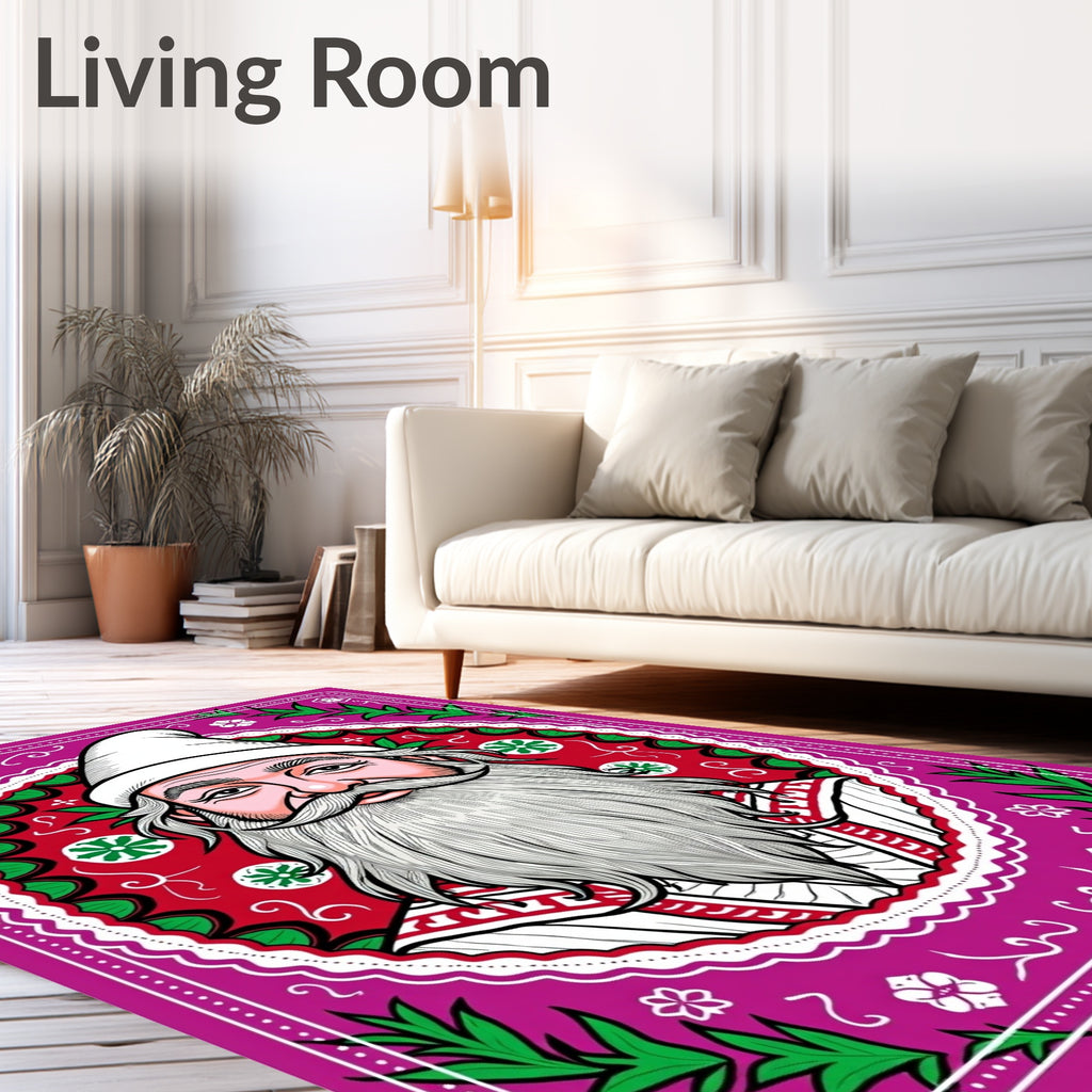 Vibrant Pink Red Floral Portrait Rug