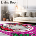 Vibrant Pink Red Floral Portrait Rug