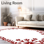 Crimson Floral Snowflake Border Rug