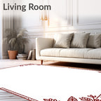 Rustic Red Floral Corner Border Rug