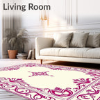 Ornate Magenta Floral Frame Rug