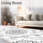 Monochromatic Floral Medallion Accents Rug