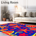 Red Yellow Starfish Shells Marine Life Rug
