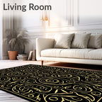 Ornate Golden Swirls and Faces Rug