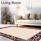 Victorian Burgundy Floral Scroll Frame Rug