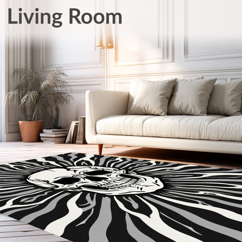 Monochromatic Skull Sunburst Rug