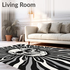 Monochromatic Skull Sunburst Rug