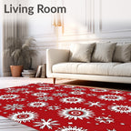 Crimson White Starburst Medallion Rug