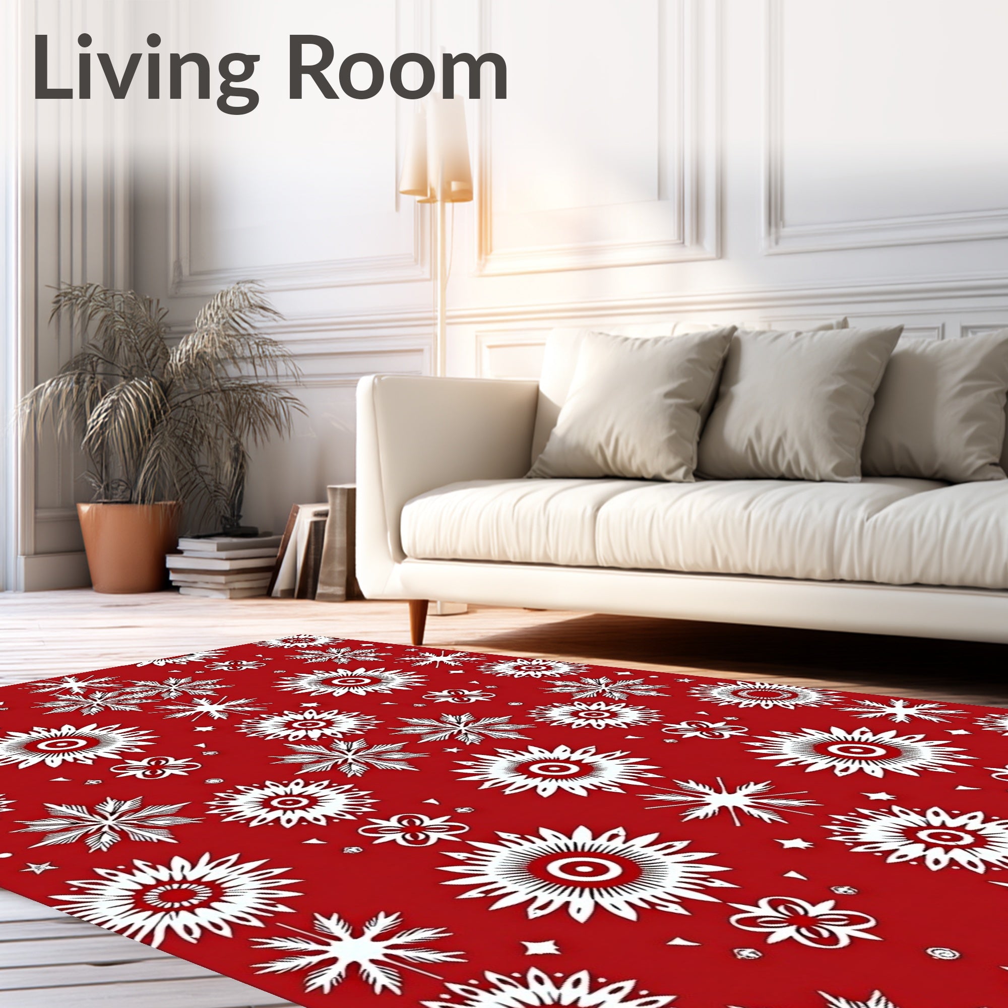 Crimson White Starburst Medallion Rug