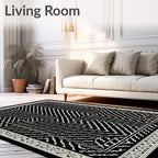 Black and White Geometric Maze Rug