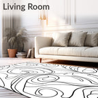 Elegant Black Swirls Flowing Vine Rug