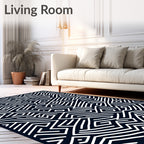 Minimalist White Maze Lines Rug