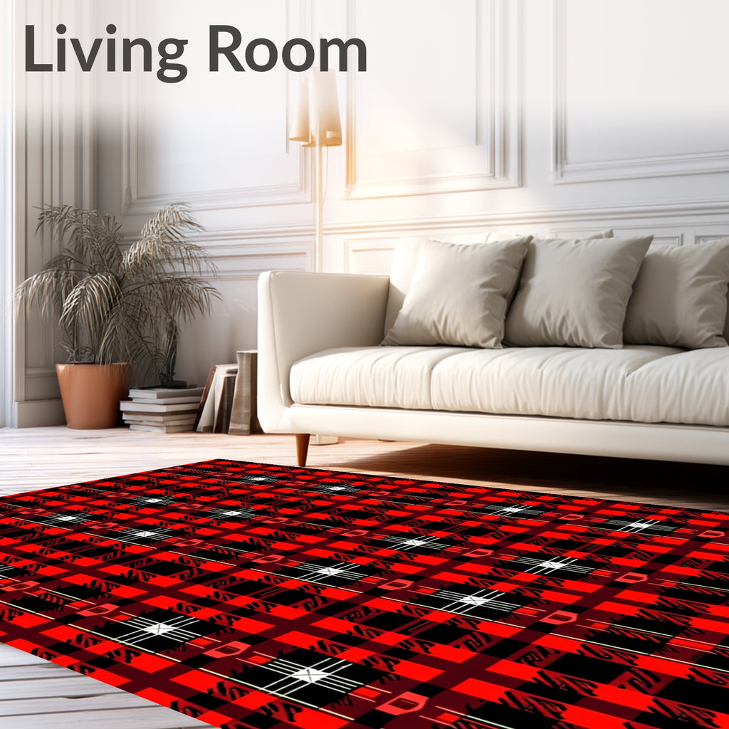 Red Black Plaid Tartan Square Rug