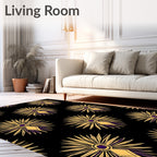 Golden Sunburst Art Deco Medallion Rug