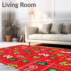 Red Festive Christmas Tree Candy Cane Rug