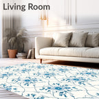Classic Blue Floral Arabesque Rug