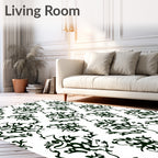 Black White Organic Vine Flourish Rug