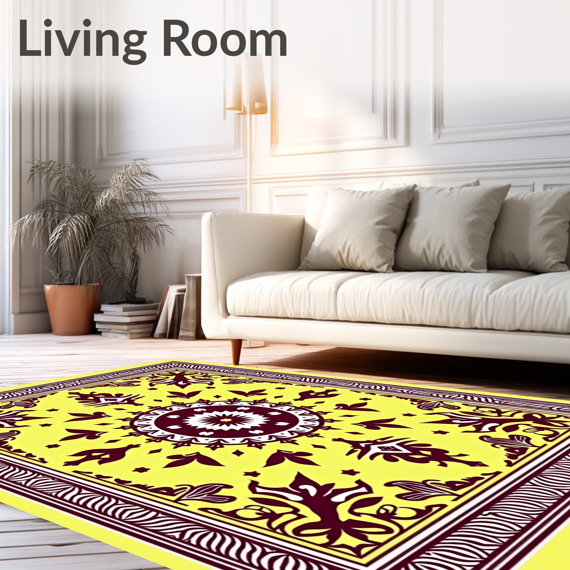 Regal Crimson Floral Medallion Rug