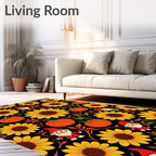 Whimsical Gnomes Sunflowers Pumpkins Autumn Rug