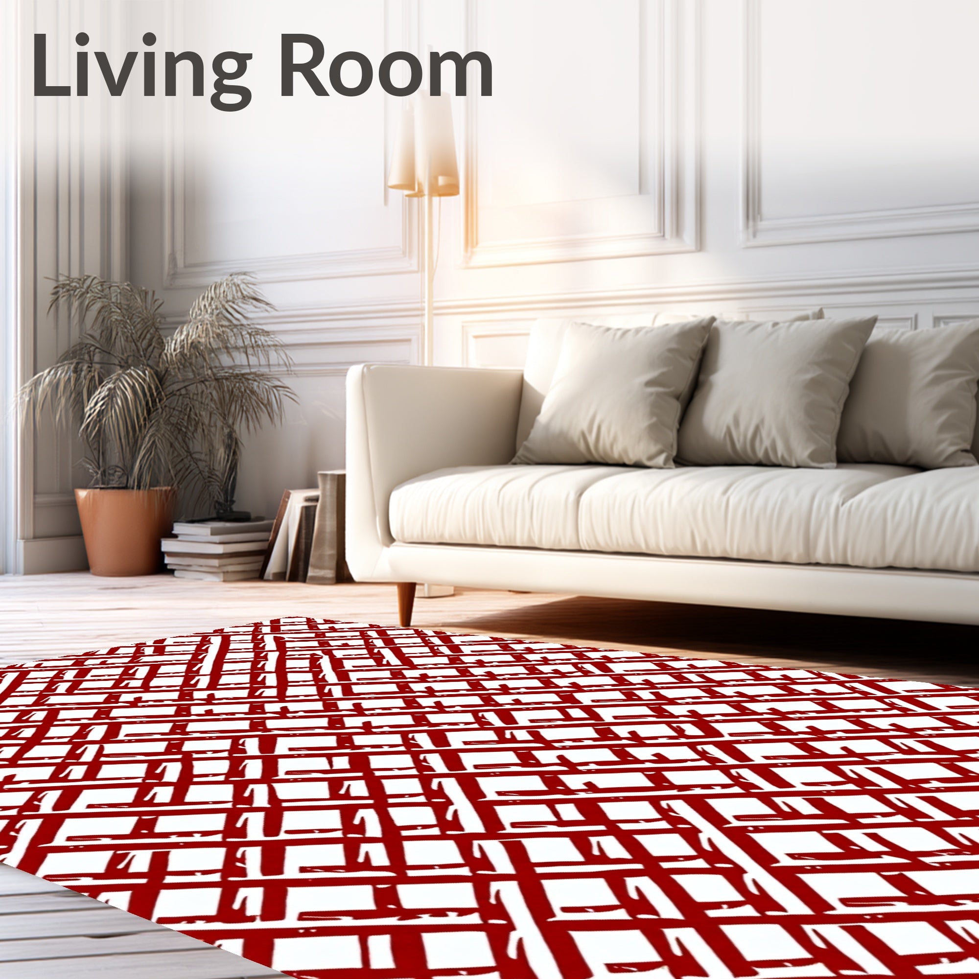 Bold Red Intersecting Lines Rug