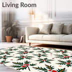 Festive Holly Berry Sprig Arrangement Rug