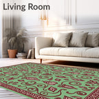 Deep Teal Floral Scroll Medallion Rug