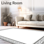 Black And White Interlocking Geometric Border Rug