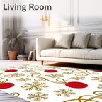 Red Ornament Gold Snowflake Harmony Rug